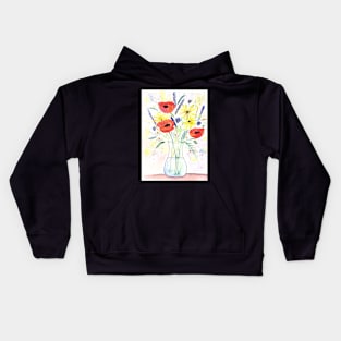 poppies with wildflowers in a vase Kids Hoodie